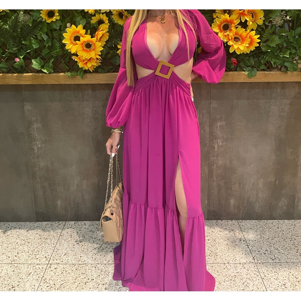 Fushia cut out dress